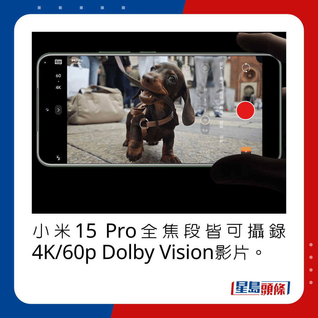 小米15 Pro全焦段皆可攝錄4K/60p Dolby Vision影片。