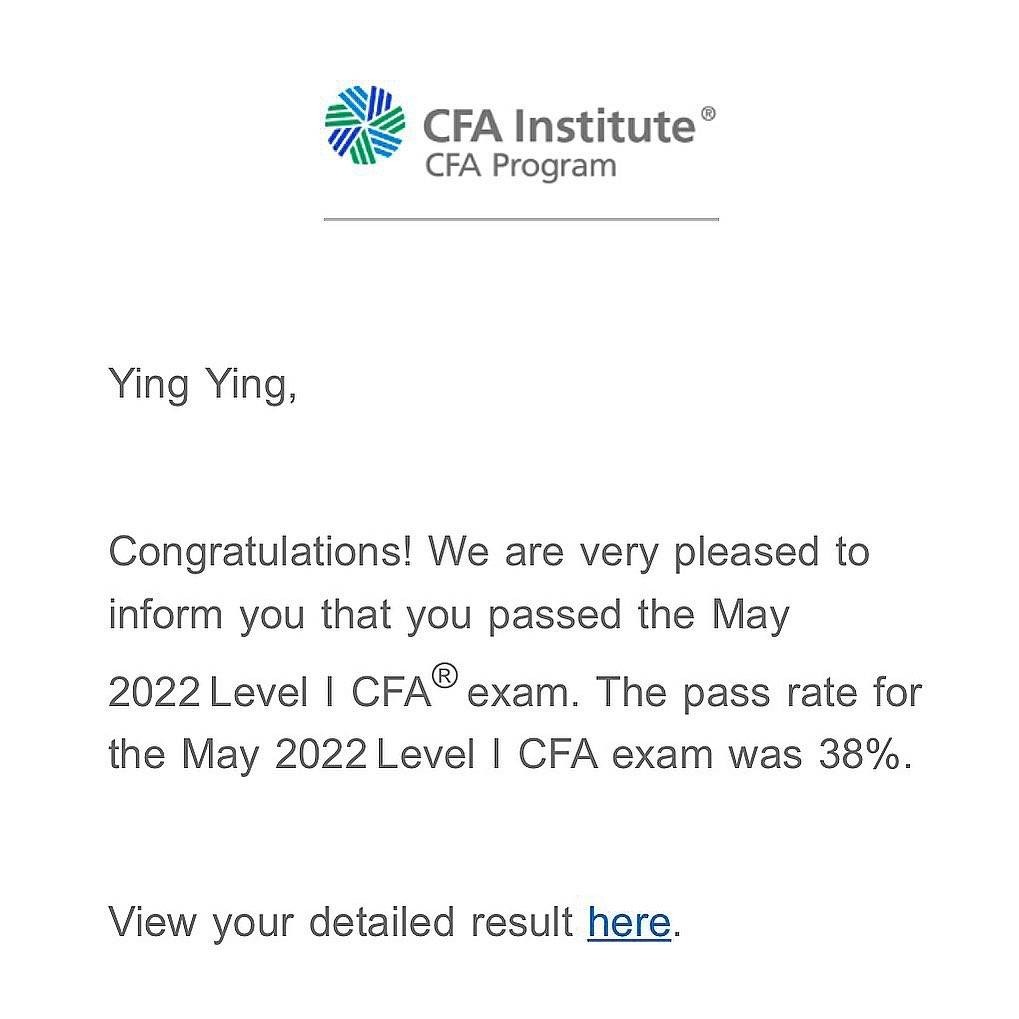 馮盈盈決定重返校園，2022年考獲CFA Level 1。