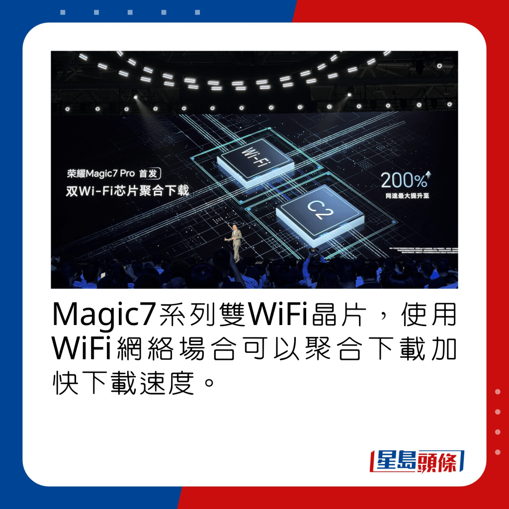 Magic7系列雙WiFi晶片，使用WiFi網絡場合可以聚合下載加快下載速度。