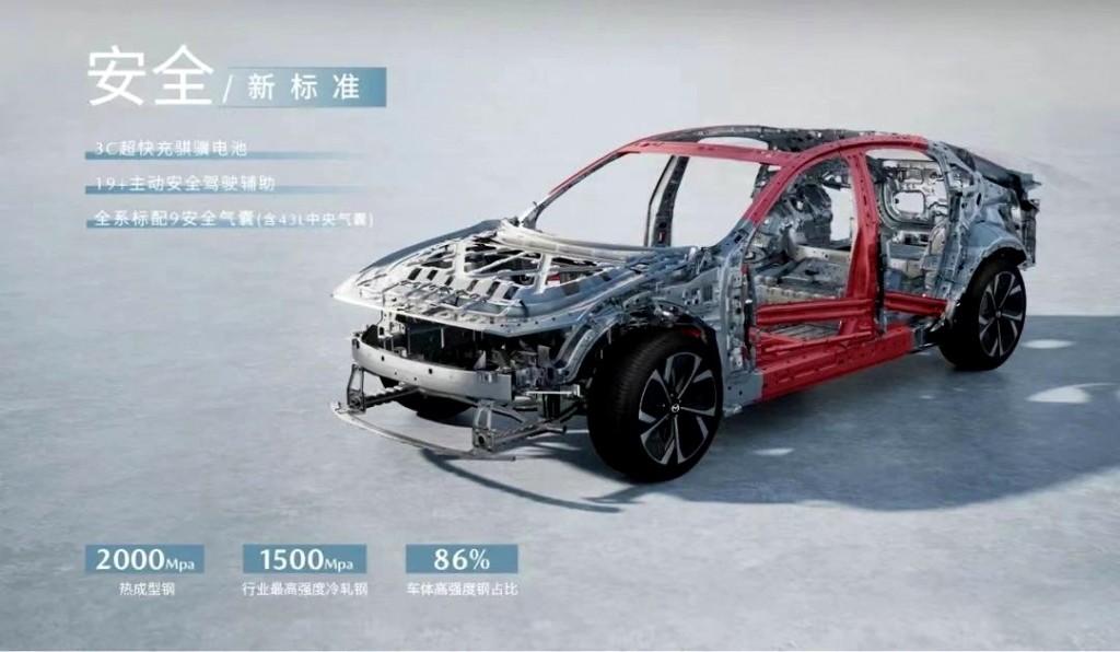 全新萬事得Mazda EZ-6車身採用多種高拉力鋼結構，有助提高意外撞擊給乘客的保護力。