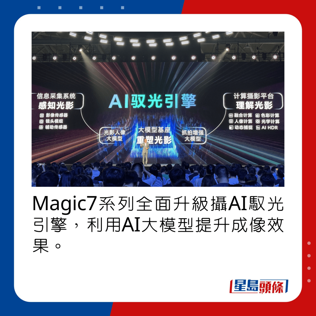 Magic7系列全面升級攝AI馭光引擎，利用AI大模型提升成像效果。