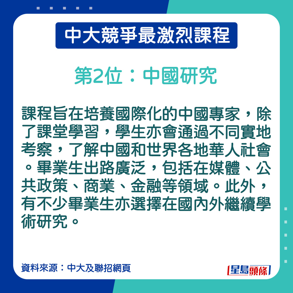 中國研究的課程內容。