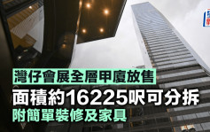 灣仔會展全層甲廈放售 面積約16225呎可分拆 附簡單裝修及家具