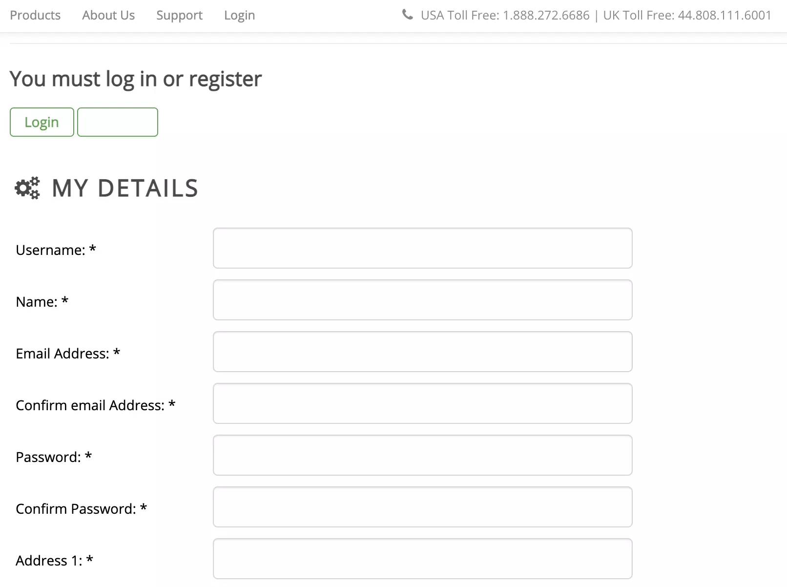 Форма регистрации SendMyCall