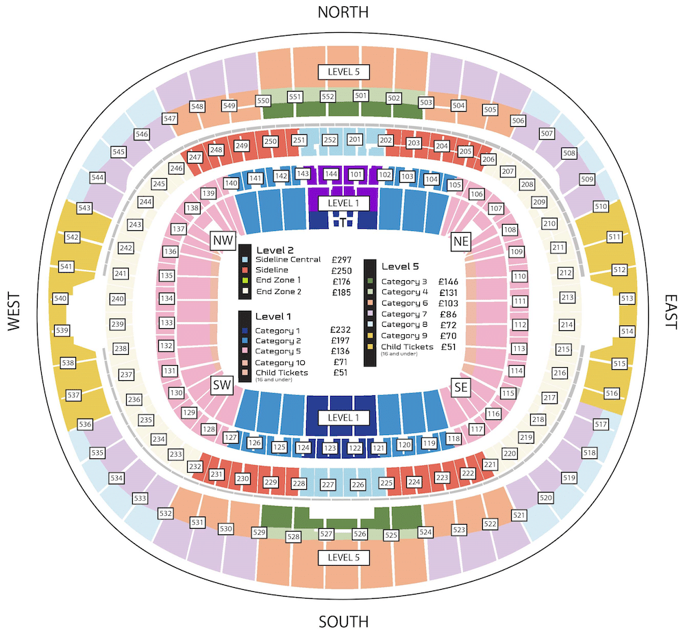 Wembley Seating Map 2026