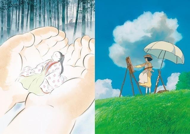 (左から)高畑勲監督新作「かぐや姫の物語」と 宮崎駿監督の新作「風立ちぬ」ビジュアル