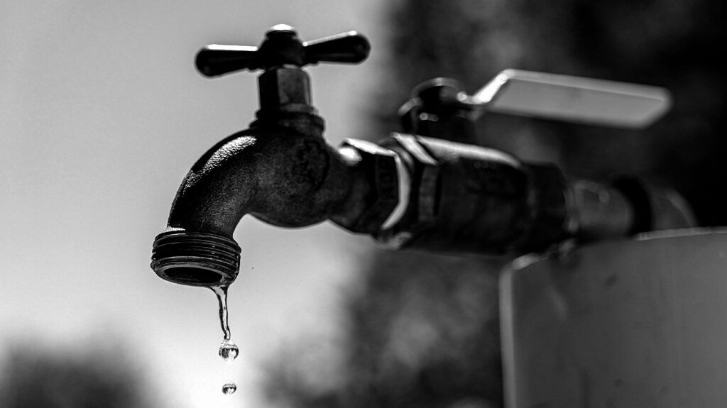 A dripping faucet