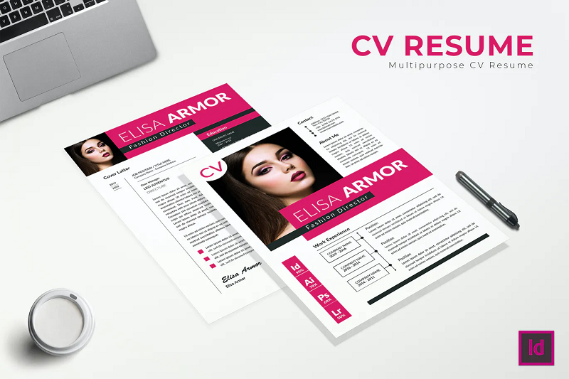 Pink resume template