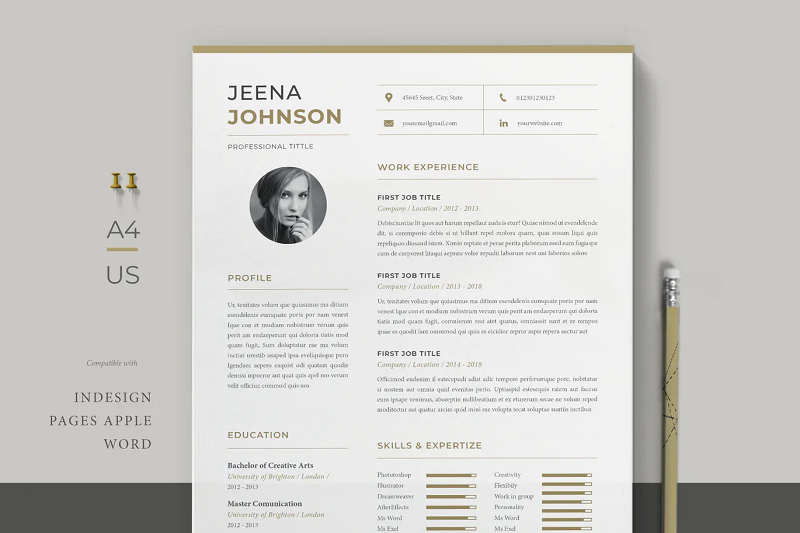 Gold accents resume template
