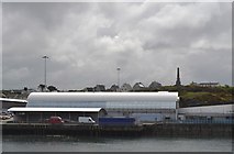 SH2482 : Railway Station and Captain Skinner's Monument, Holyhead by Terry Robinson