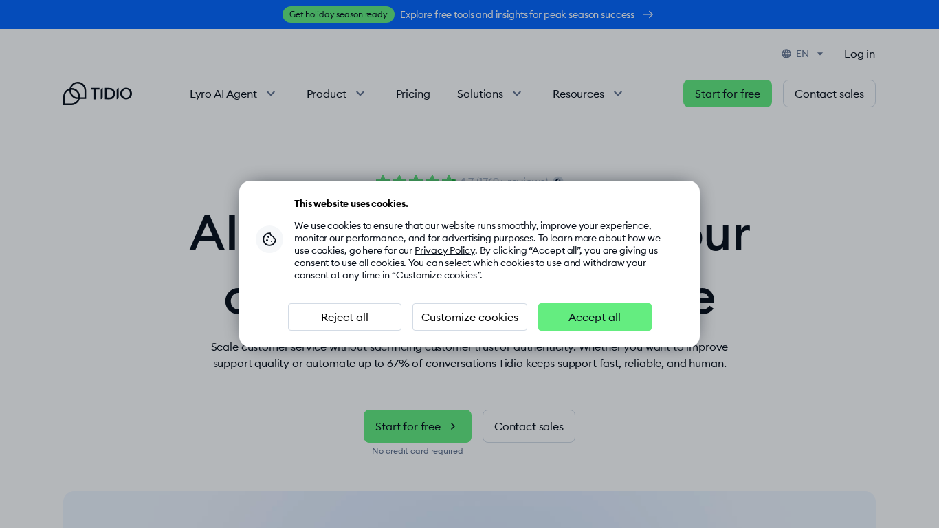 Platforma Tidio chatbot s rozhraním Lyro AI a Flows pro eCommerce marketing