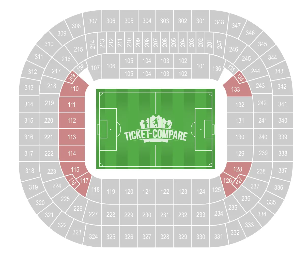 Allianz Arena Seating Plan with Standing Areas highlighted
