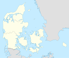 Mapa konturowa Danii, u góry nieco na lewo znajduje się punkt z opisem „Elling”