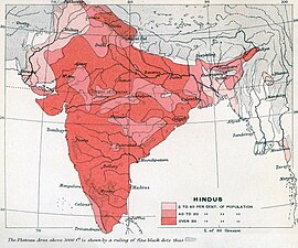 نسبة الهندوس في عام 1909.