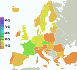 Невярващи в Бог по страни (според допитване през 2005 г.)