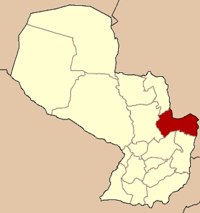 Map of Paraguay highlighting the department