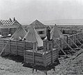 Stockade walls being filled with gravel, Kibbutz Ginosar 1937