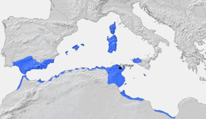 Carte de la puissance punique avant la première guerre punique