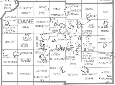 Political map of Dane County