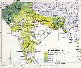 نسبة المسلمين في عام 1909.