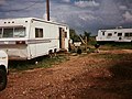 Trailer serves as "office" for center in June 1997