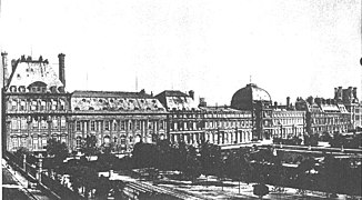 Le palais vu depuis la rue de Rivoli, côté jardin sous le Second Empire.