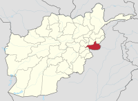 मानचित्र जिसमें नंगरहार ننګرهار‎ / Nangarhar हाइलाइटेड है