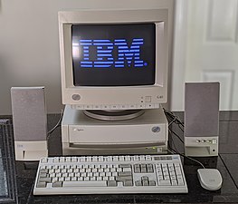 An IBM desktop computer from 1995, typical of the era.